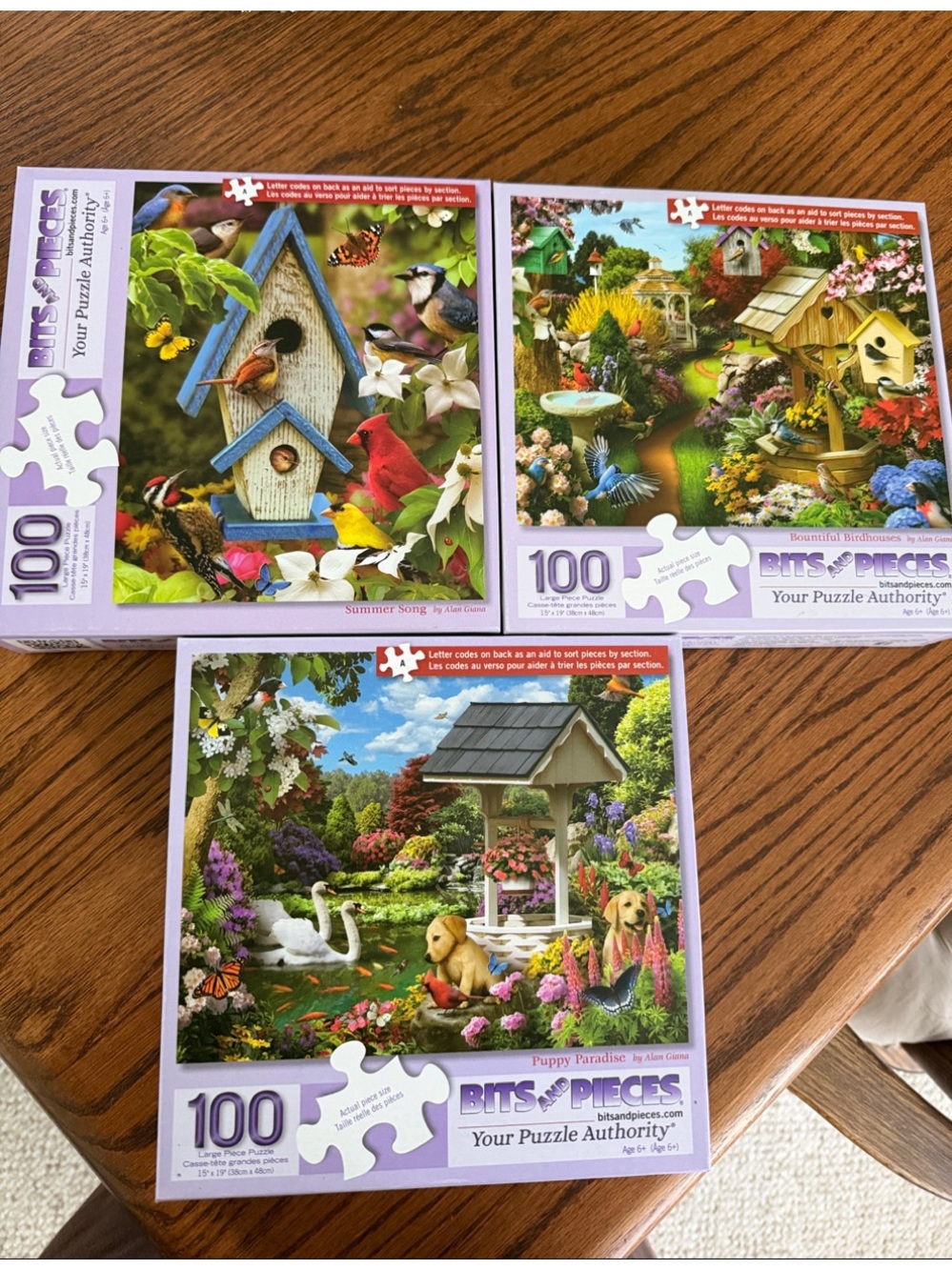 Bits and Pieces Small Pets 100-Large Piece Puzzles (3) Bundle